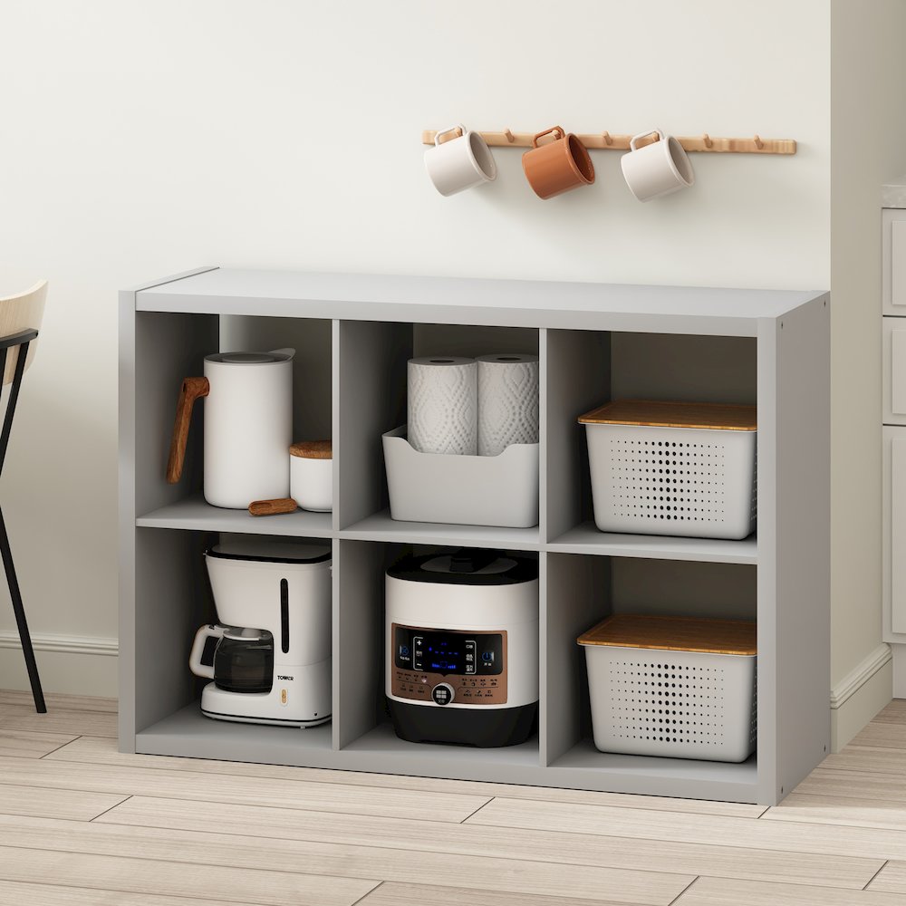 6-Cube Kitchen Storage, Bakers Rack, Kitchen Island with Storage, Pale Grey. Picture 4