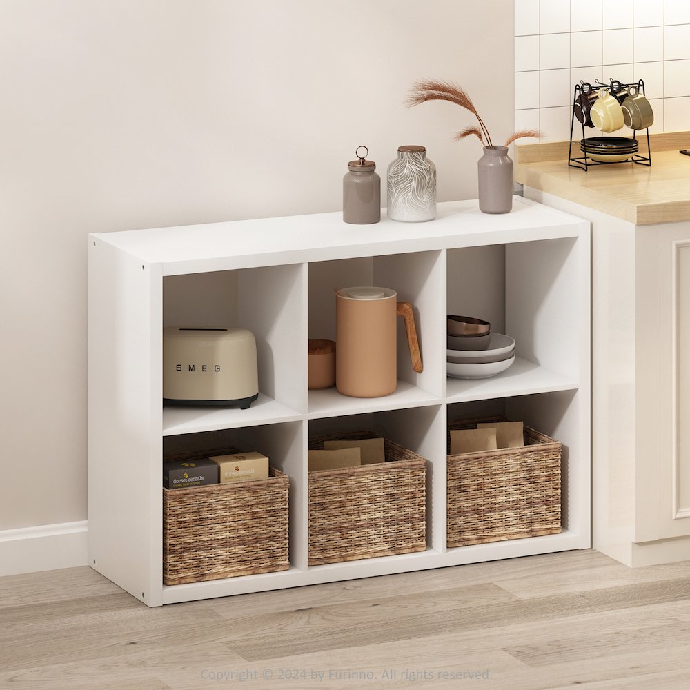 Hermite 6-Cube Open Shelves Kitchen Storage, Kitchen Island, Bakers Rack. Picture 3