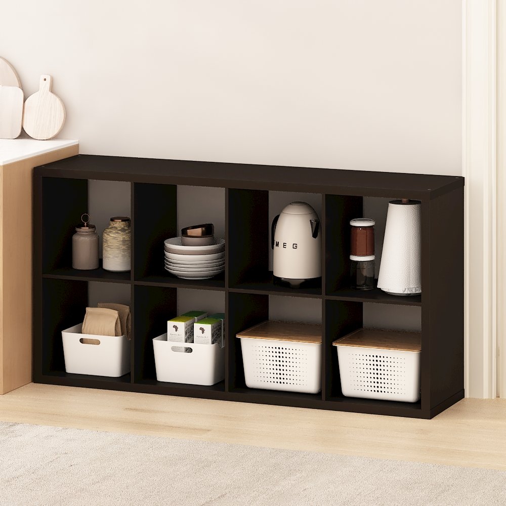 8-Cube Kitchen Storage, Bakers Rack, Kitchen Island with Storage, Black Oak. Picture 5