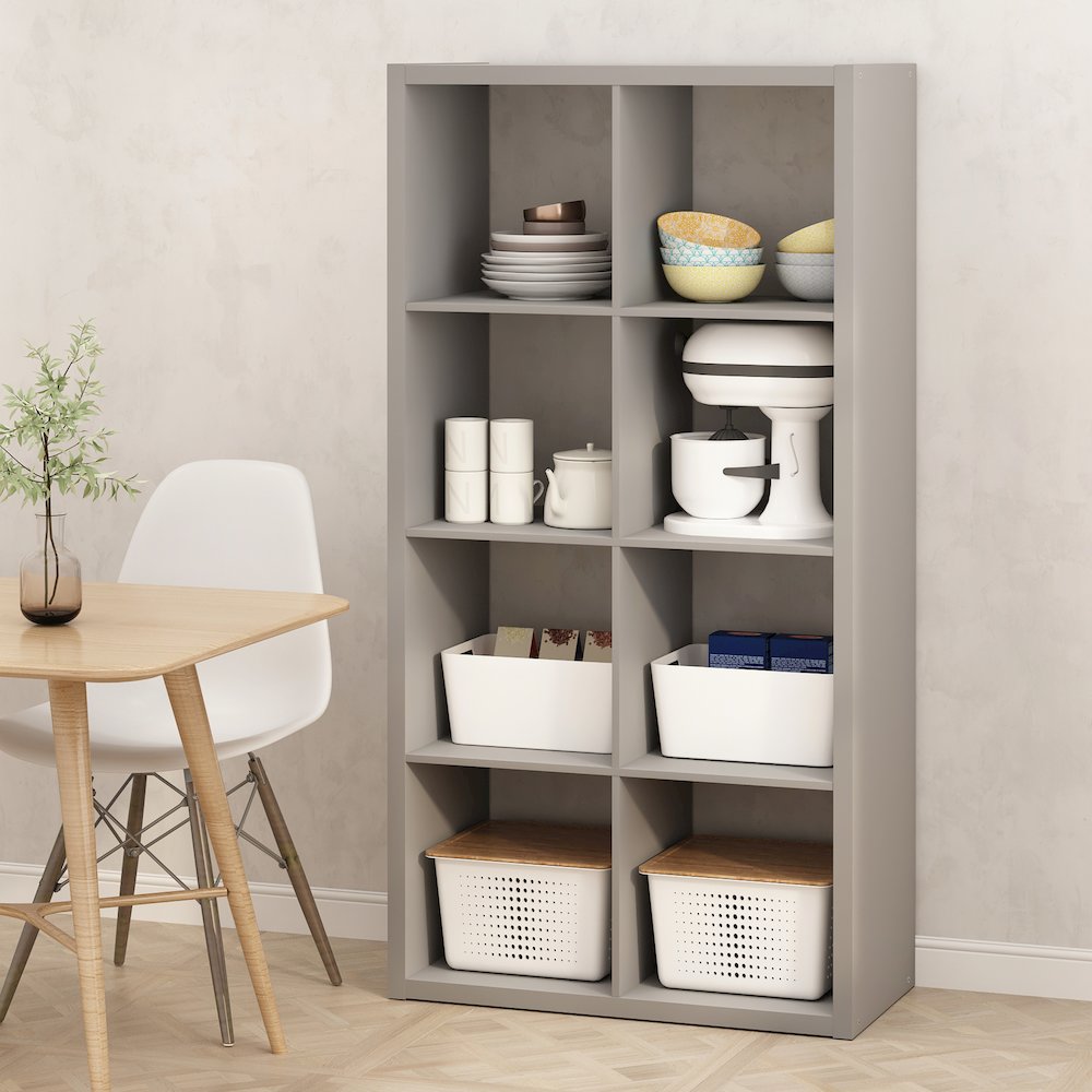 8-Cube Kitchen Storage, Bakers Rack, Kitchen Island with Storage, Pale Grey. Picture 4
