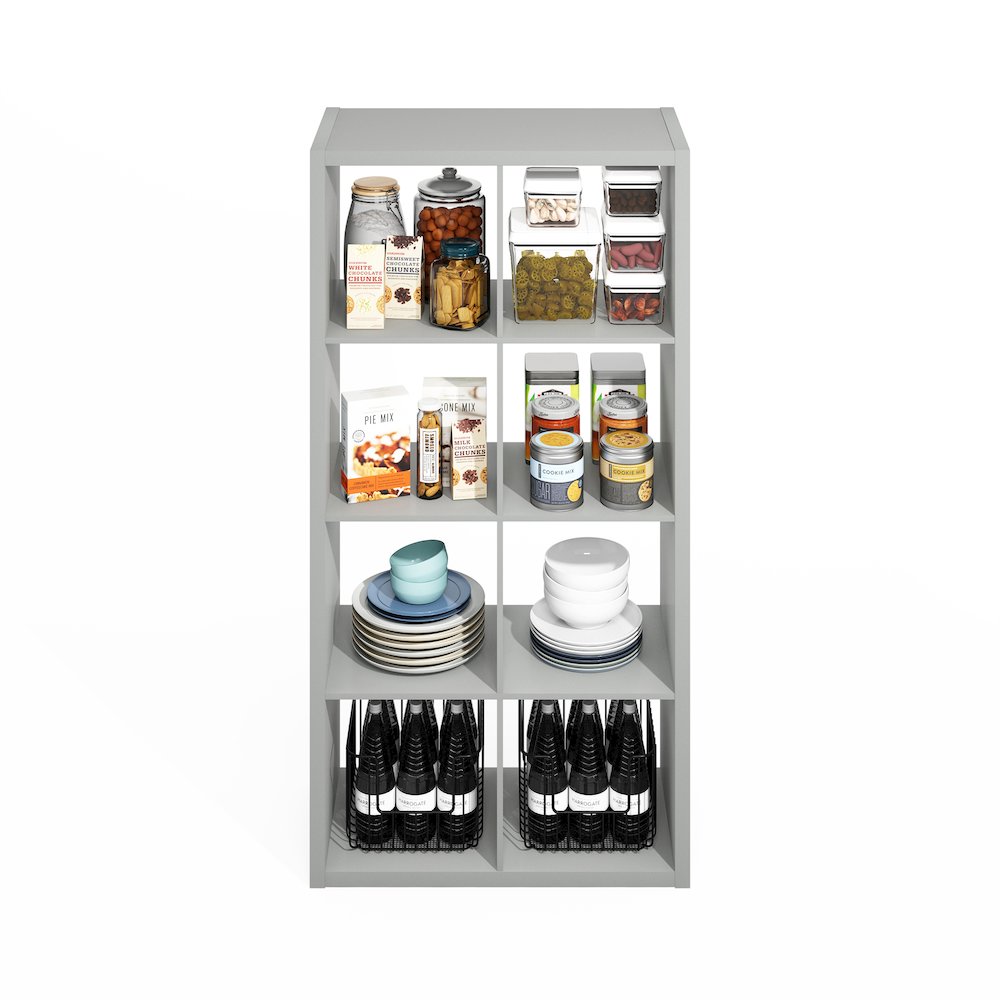 8-Cube Kitchen Storage, Bakers Rack, Kitchen Island with Storage, Pale Grey. Picture 2