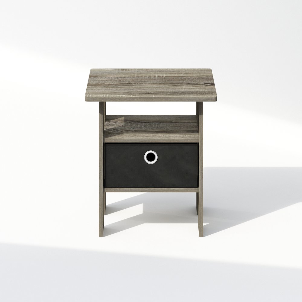 Tidur Bedside Table Nightstand with Bin Drawer, French Oak/Black. Picture 3