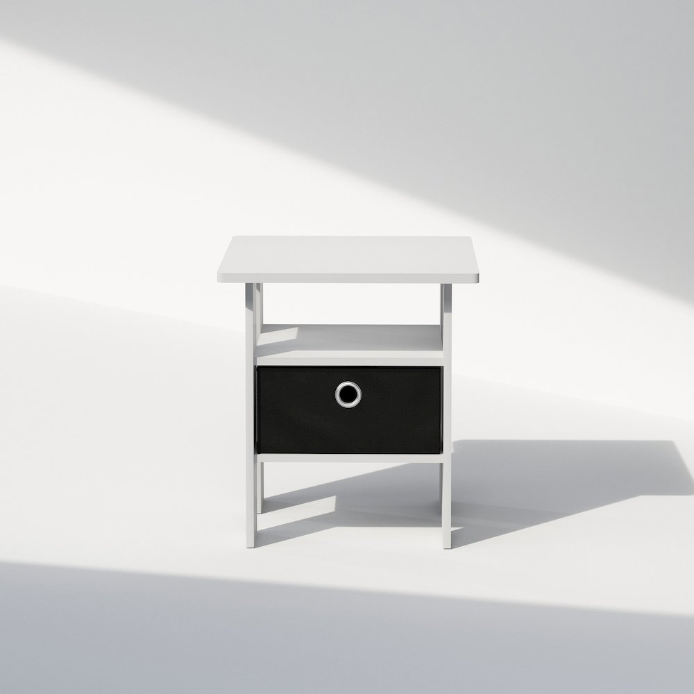 Tidur Bedside Table Nightstand with Bin Drawer, White/Black. Picture 3