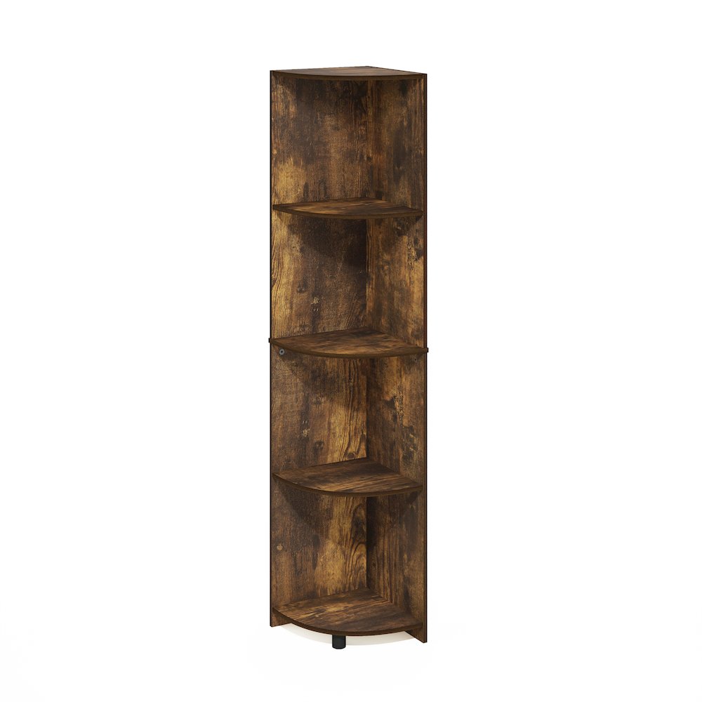 Econ 4-Tier Corner Shelf Bookcase, Bookshelf, Amber Pine. Picture 1