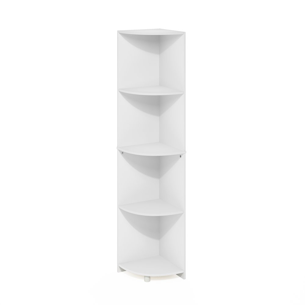 Econ 4-Tier Corner Shelf Bookcase, Bookshelf, White. Picture 1