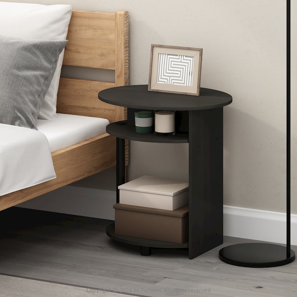 Tidur Simple Design Oval Nightstand, Bedside Table, Walnut. Picture 6