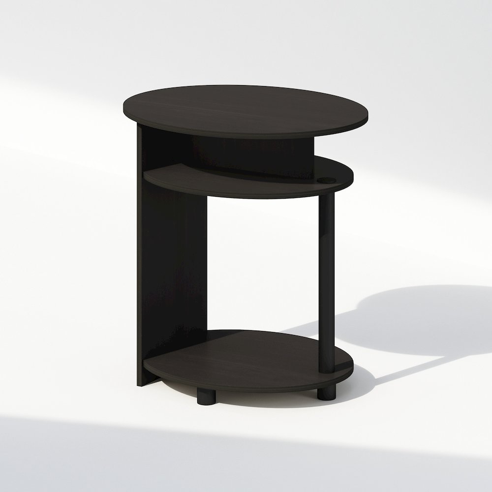 Tidur Simple Design Oval Nightstand, Bedside Table, Walnut. Picture 1