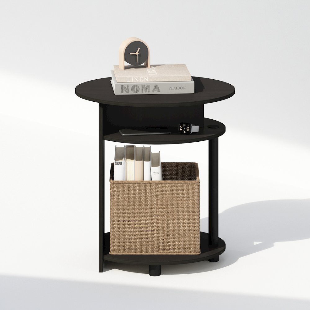 Tidur Simple Design Oval Nightstand, Bedside Table, Walnut. Picture 5