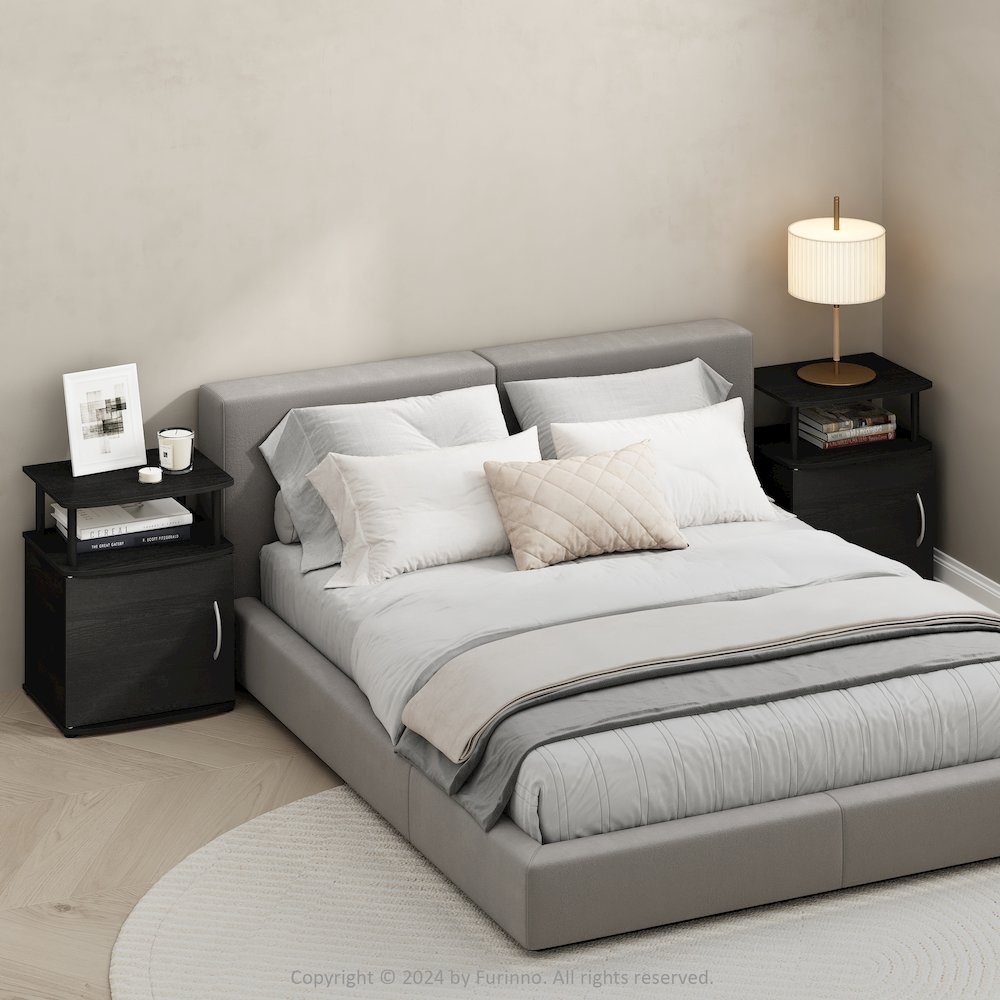 Tidur Utility Design Nightstand, Bedside Table, Black, Set of 2. Picture 6