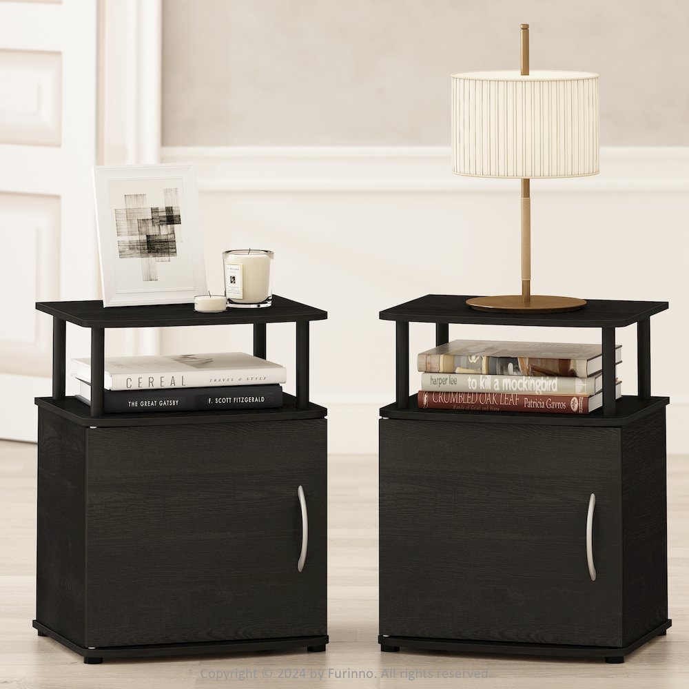 Tidur Utility Design Nightstand, Bedside Table, Black, Set of 2. Picture 7