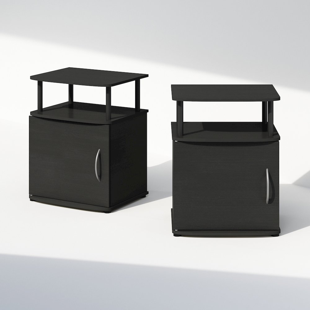 Tidur Utility Design Nightstand, Bedside Table, Black, Set of 2. Picture 3