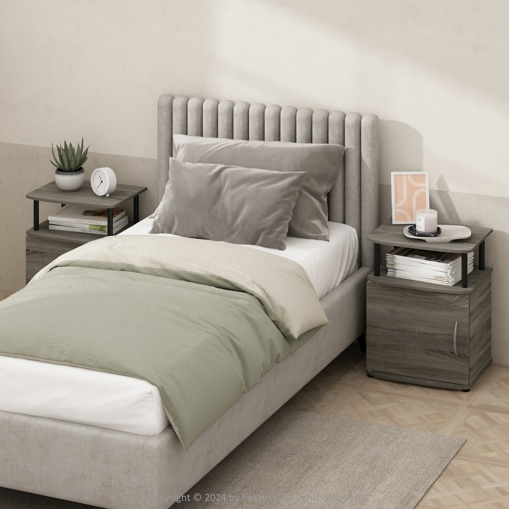 Tidur Utility Design Nightstand, Bedside Table, Black, Set of 2. Picture 6