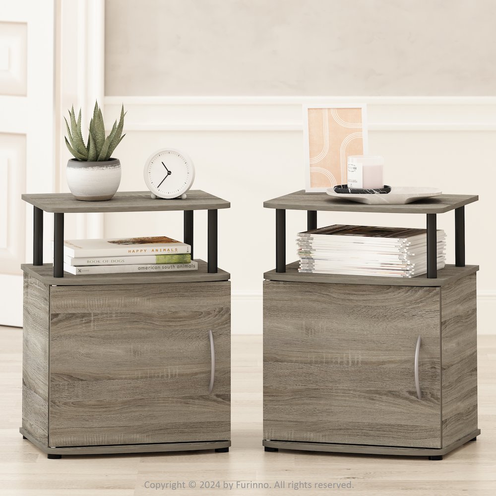 Tidur Utility Design Nightstand, Bedside Table, Black, Set of 2. Picture 7