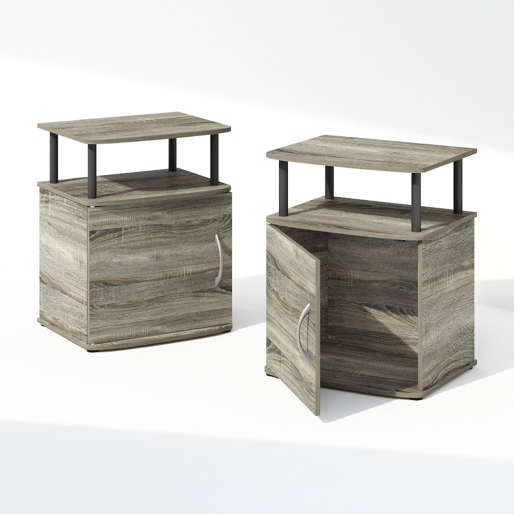 Tidur Utility Design Nightstand, Bedside Table, Black, Set of 2. Picture 1