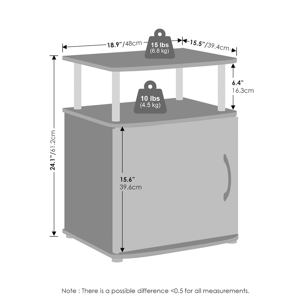 Tidur Utility Design Nightstand, Bedside Table, Black, Set of 2. Picture 2