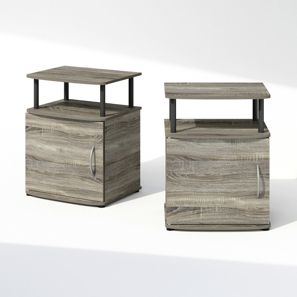 Tidur Utility Design Nightstand, Bedside Table, Black, Set of 2. Picture 3