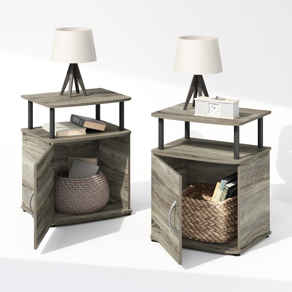 Tidur Utility Design Nightstand, Bedside Table, Black, Set of 2. Picture 4