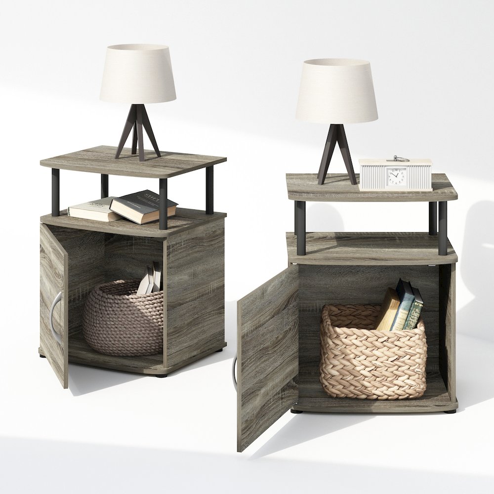 Tidur Utility Design Nightstand, Bedside Table, Black, Set of 2. Picture 5