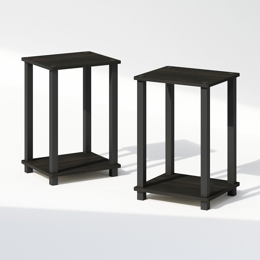 Simplistic Compact Bedside Table, Nightstand, Espresso/Black, Set of 2. Picture 1
