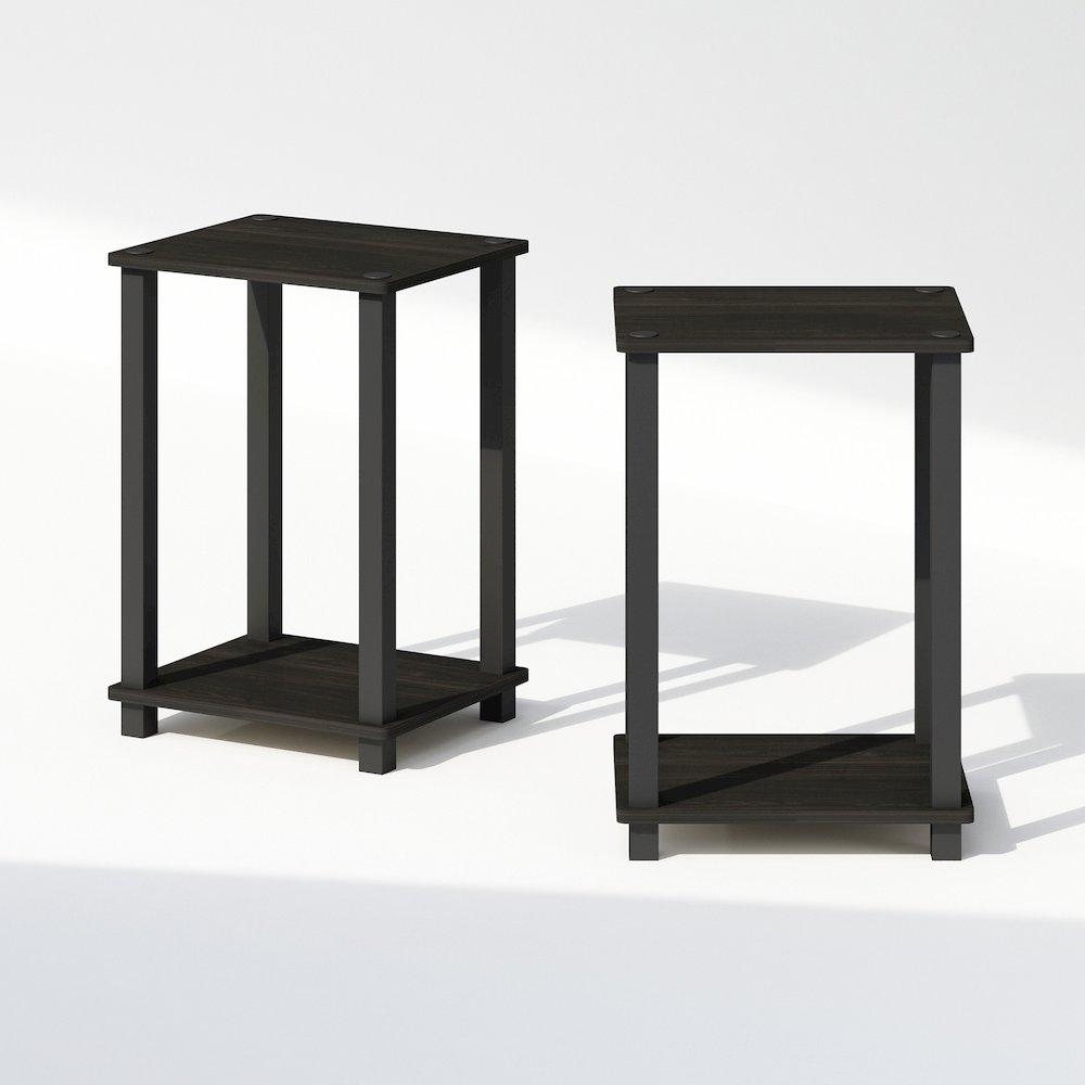 Simplistic Compact Bedside Table, Nightstand, Espresso/Black, Set of 2. Picture 3