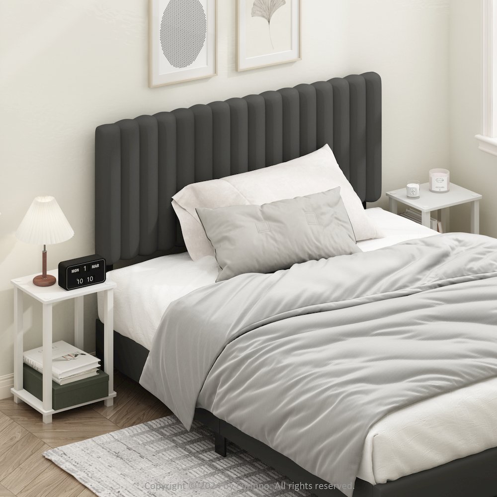 Simplistic Compact Bedside Table, Nightstand, White/White, Set of 2. Picture 6
