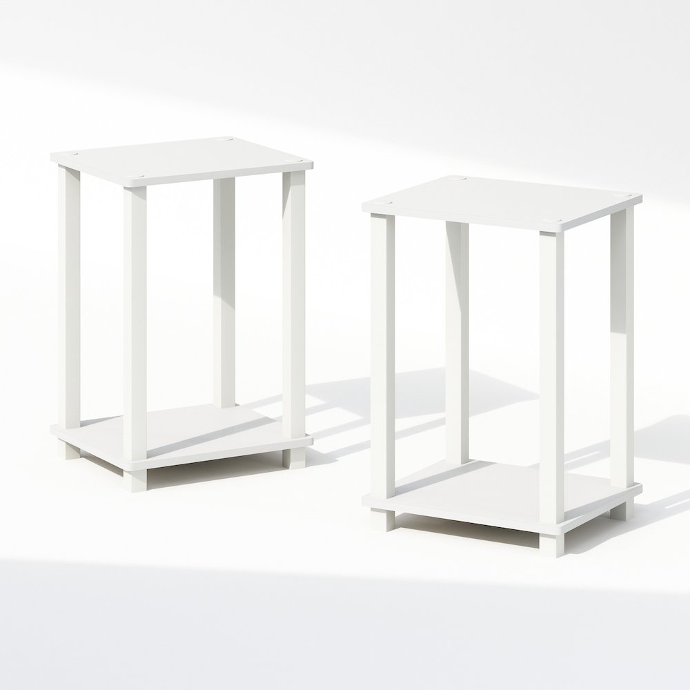Simplistic Compact Bedside Table, Nightstand, White/White, Set of 2. Picture 1