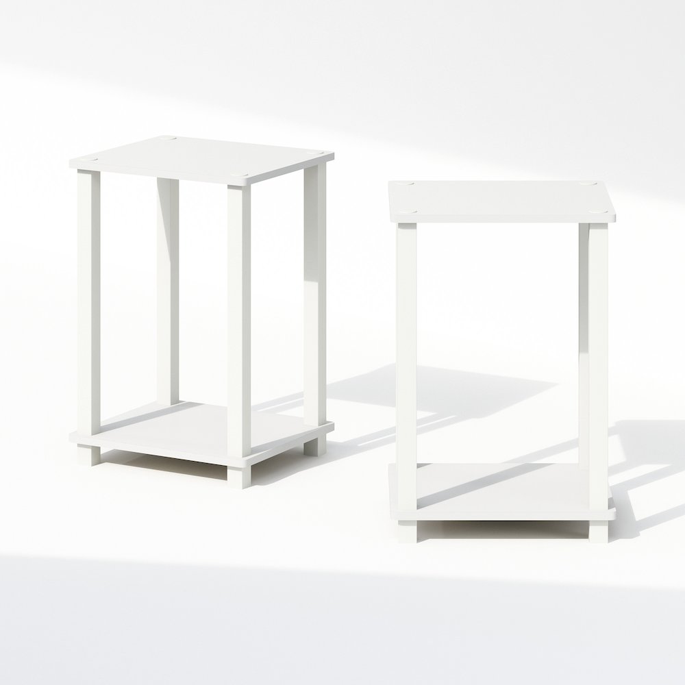 Simplistic Compact Bedside Table, Nightstand, White/White, Set of 2. Picture 3