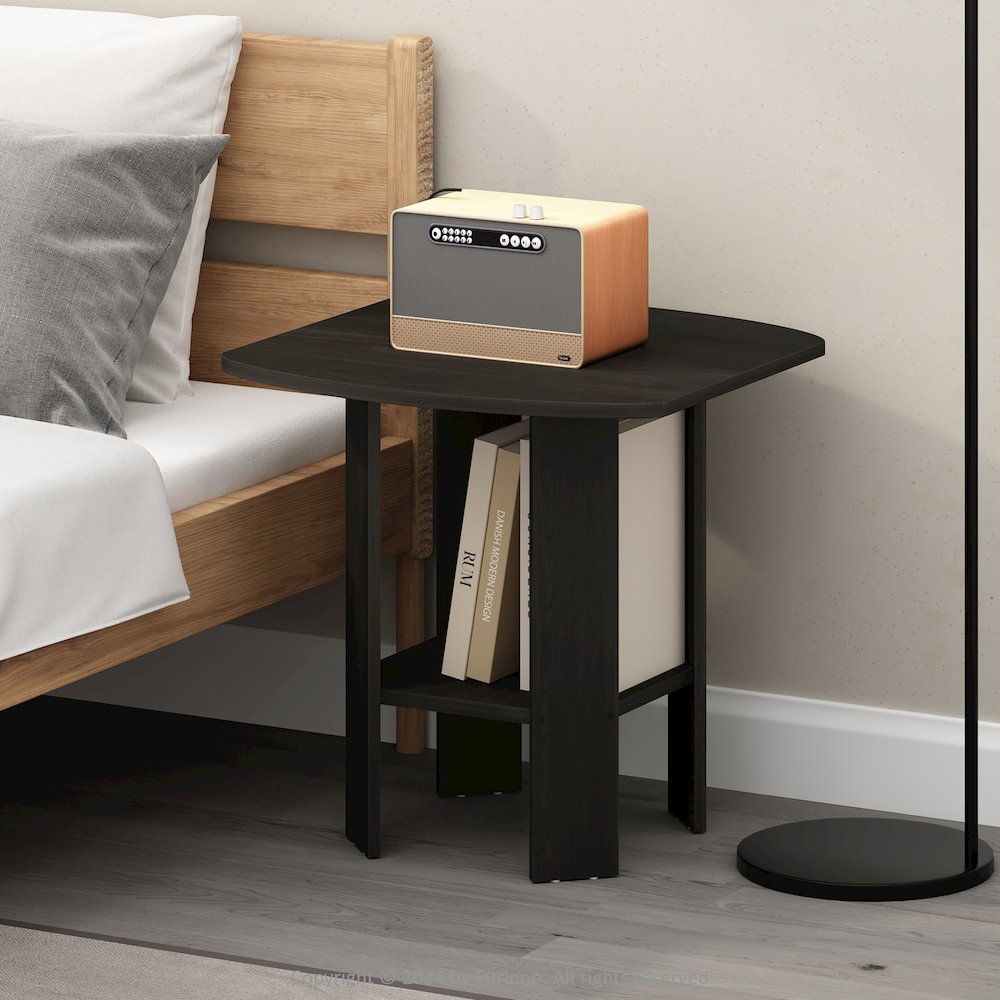 Tidur Simple Design Bedside Table Nightstand, Espresso. Picture 6