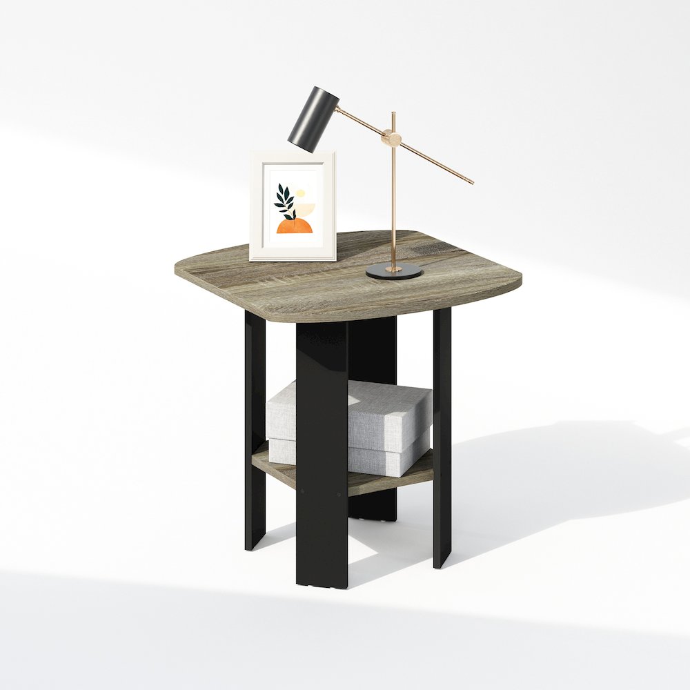 Tidur Simple Design Bedside Table Nightstand, French Oak/Black. Picture 4