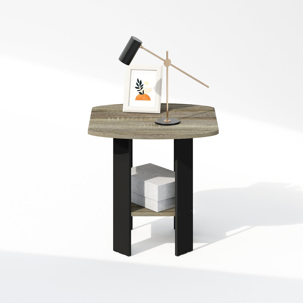 Tidur Simple Design Bedside Table Nightstand, French Oak/Black. Picture 5