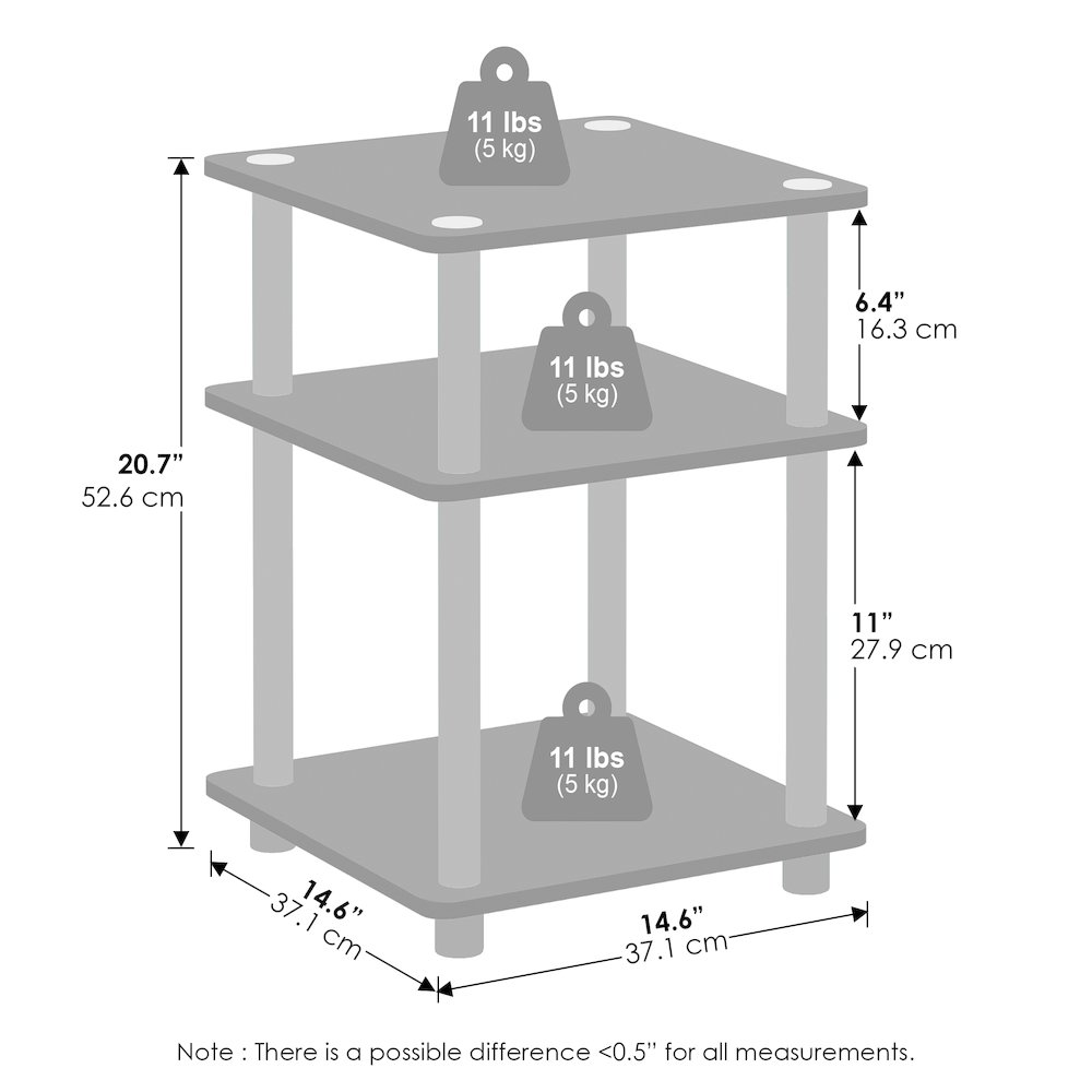 Turn-N-Tube Easy Assembly Nightstand, Bedside Table with Open Shleves, Blackwood. Picture 2