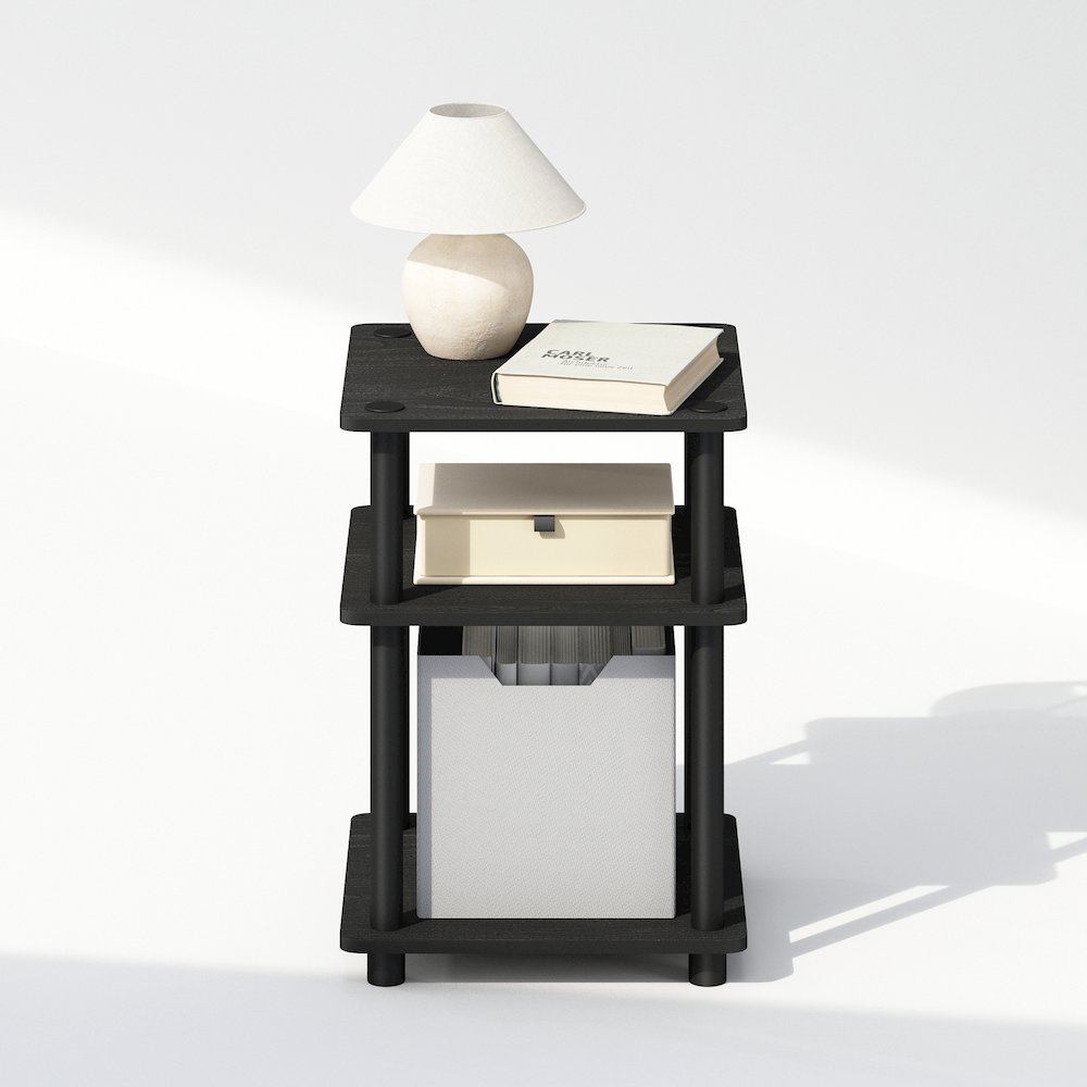 Turn-N-Tube Easy Assembly Nightstand, Bedside Table with Open Shleves, Blackwood. Picture 5