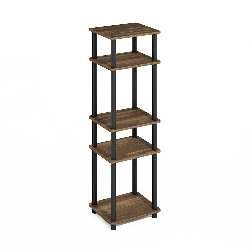 Turn-N-Tube Easy Assembly Stackable Standing Shelf, Columbia Walnut/Black. Picture 3