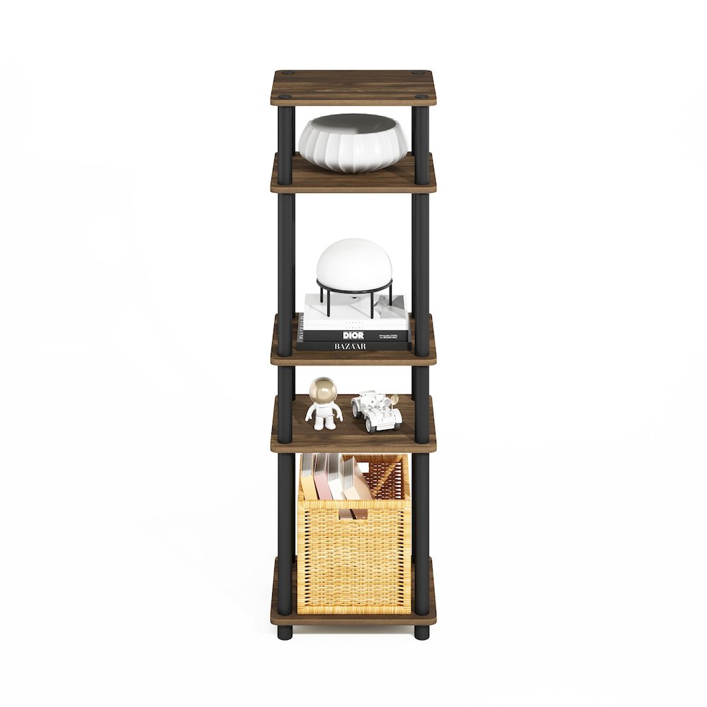 Turn-N-Tube Easy Assembly Stackable Standing Shelf, Columbia Walnut/Black. Picture 4
