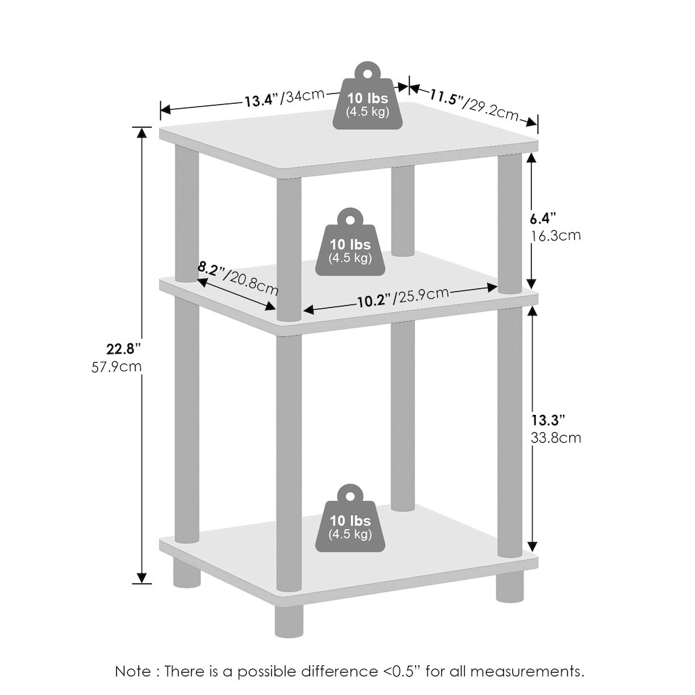 Turn-N-Tube Easy Assembly Stackable Standing Shelf, French Oak/Black. Picture 2