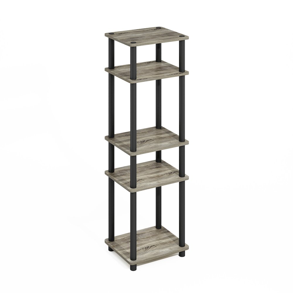 Turn-N-Tube Easy Assembly Stackable Standing Shelf, French Oak/Black. Picture 3