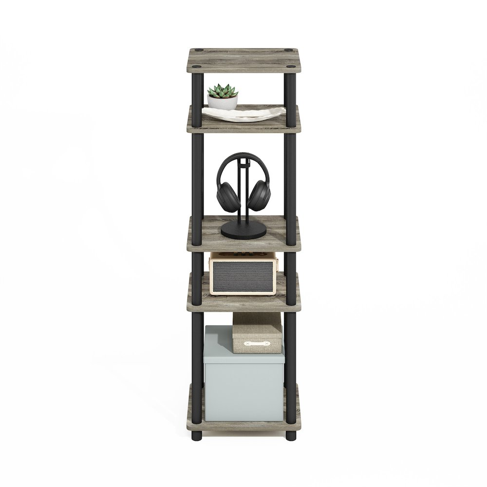 Turn-N-Tube Easy Assembly Stackable Standing Shelf, French Oak/Black. Picture 4