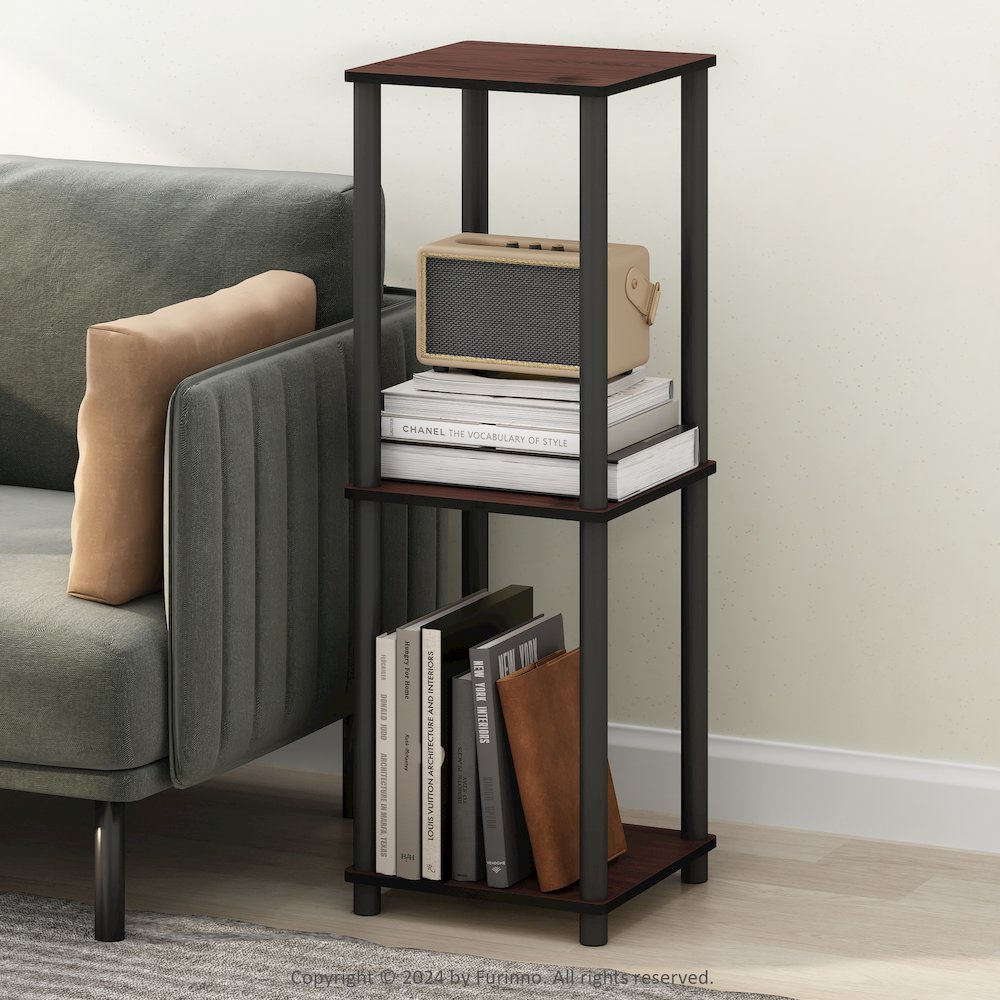 Turn-N-Tube Easy Assembly Stackable Bookcase, Bookshelf, Dark Cherry/Black. Picture 6