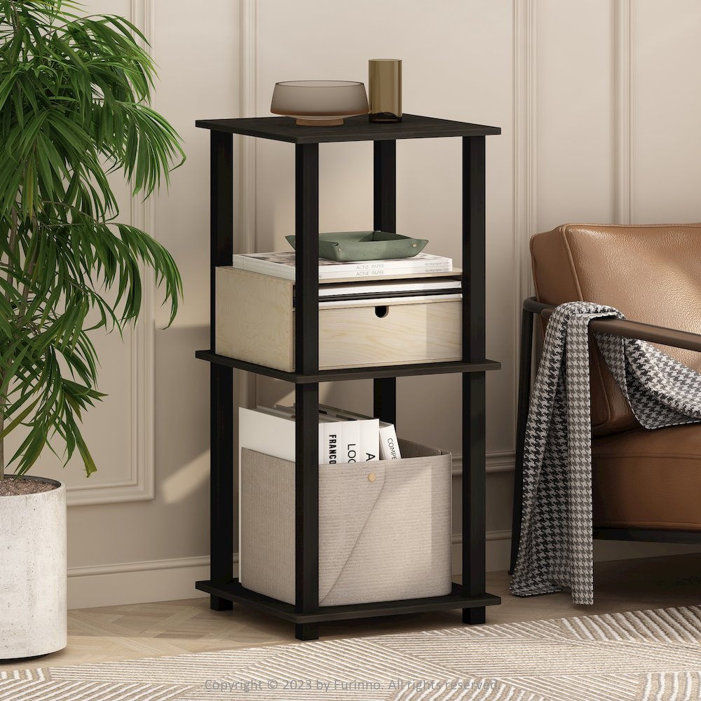 Turn-N-Tube Easy Assembly Stackable Bookcase, Bookshelf, Espresso/Black. Picture 6