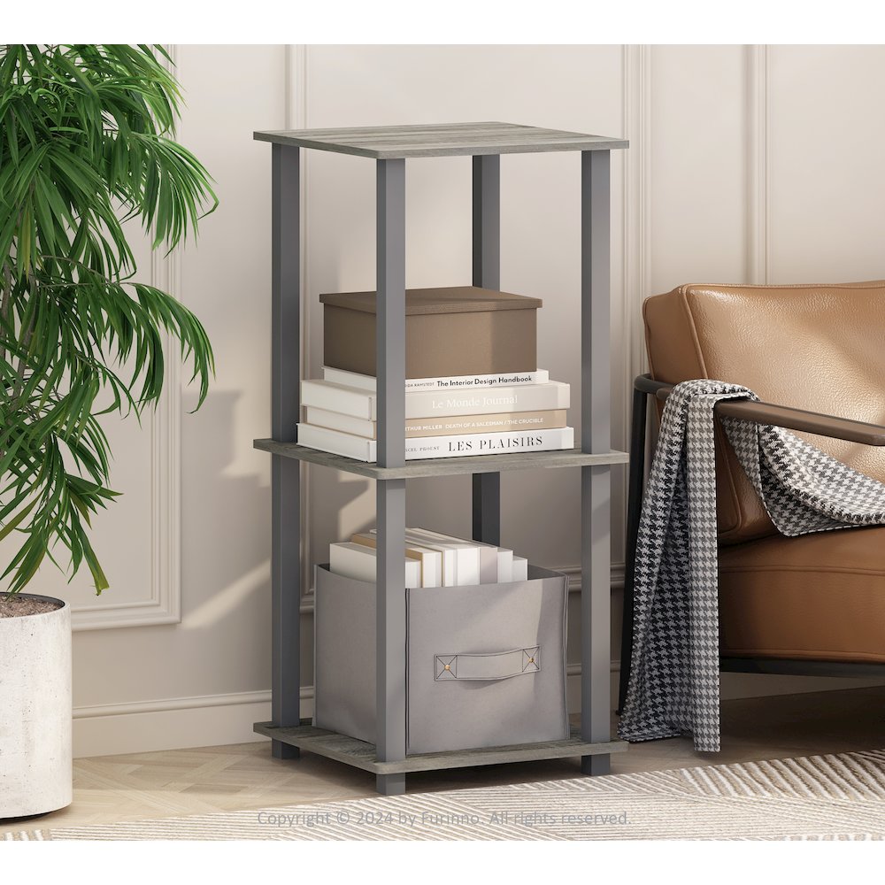 Turn-N-Tube Easy Assembly Stackable Bookcase, Bookshelf, French Oak/Grey. Picture 6