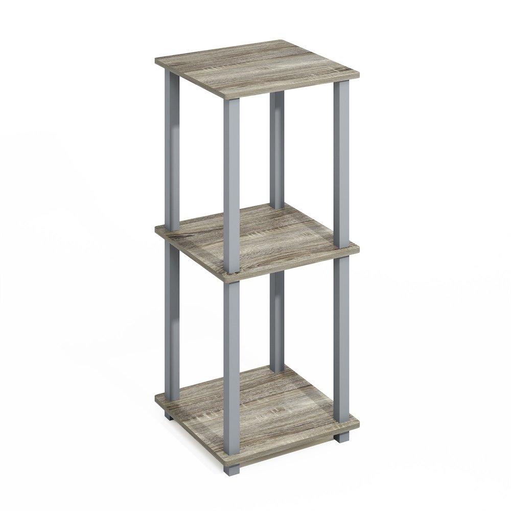Turn-N-Tube Easy Assembly Stackable Bookcase, Bookshelf, French Oak/Grey. Picture 3