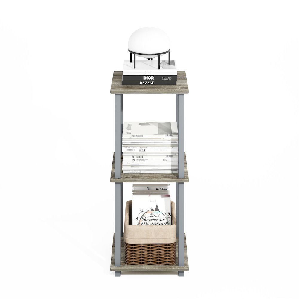 Turn-N-Tube Easy Assembly Stackable Bookcase, Bookshelf, French Oak/Grey. Picture 4