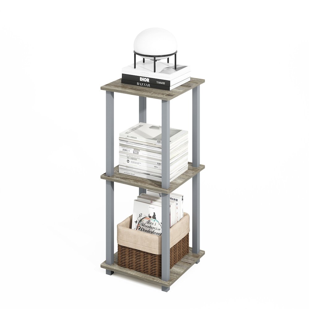 Turn-N-Tube Easy Assembly Stackable Bookcase, Bookshelf, French Oak/Grey. Picture 5