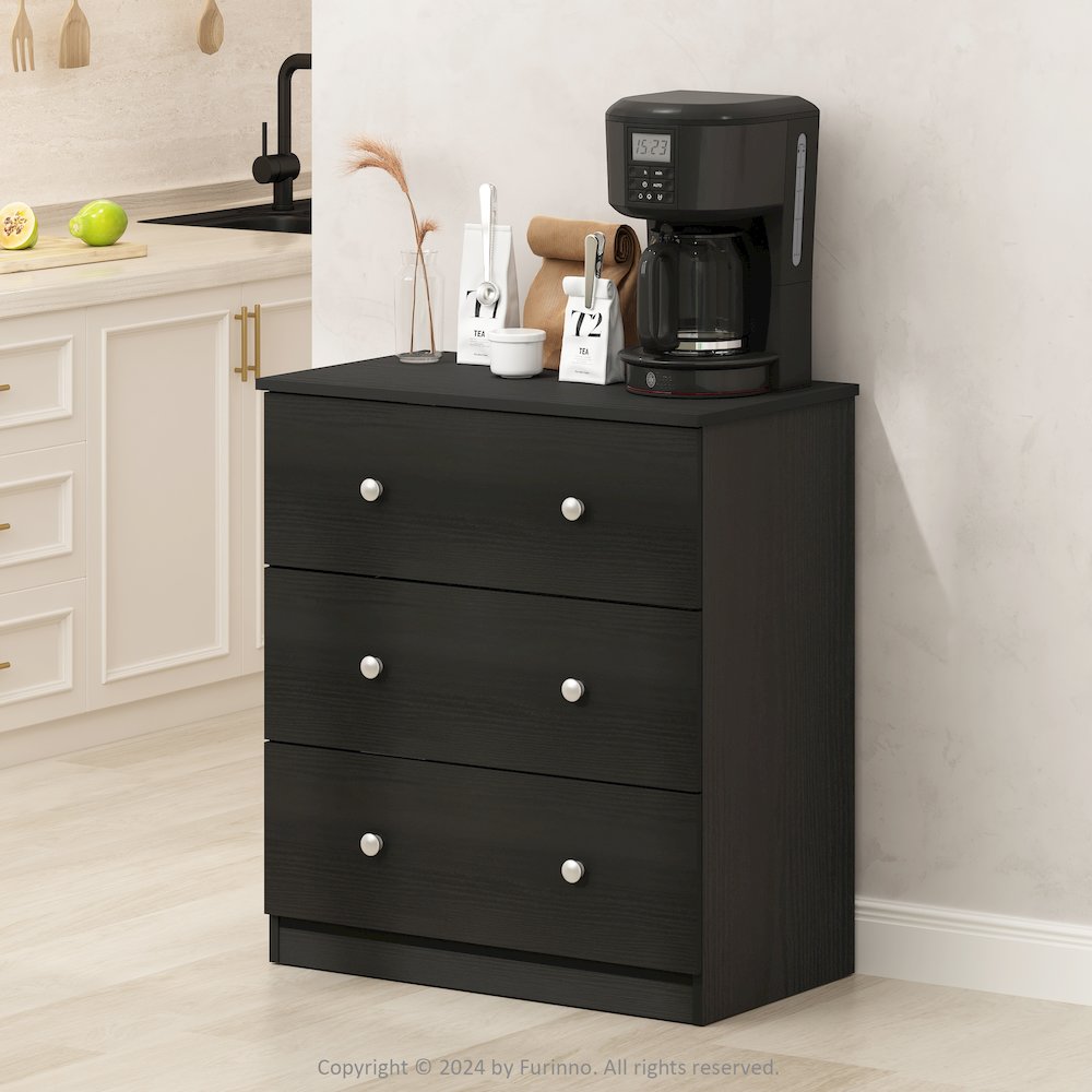 Hermite 3-Drawer Kitchen & Dining Sideboard Buffet Storage, Americano. Picture 6