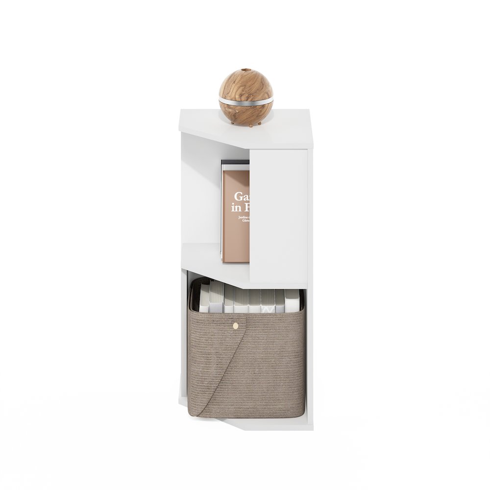 ECON Corner Bookshelf, 2 Tier Corner Shelf, Bookcase, Book Shelf, Plain White. Picture 6