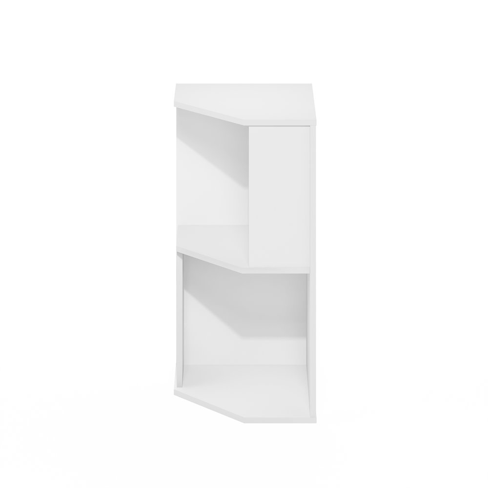 ECON Corner Bookshelf, 2 Tier Corner Shelf, Bookcase, Book Shelf, Plain White. Picture 1