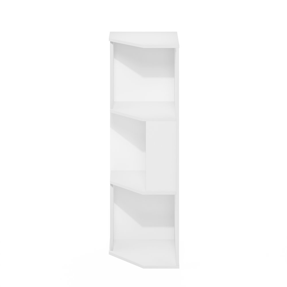 ECON Corner Bookshelf, 3 Tier Corner Shelf, Bookcase, Book Shelf, Plain White. Picture 1