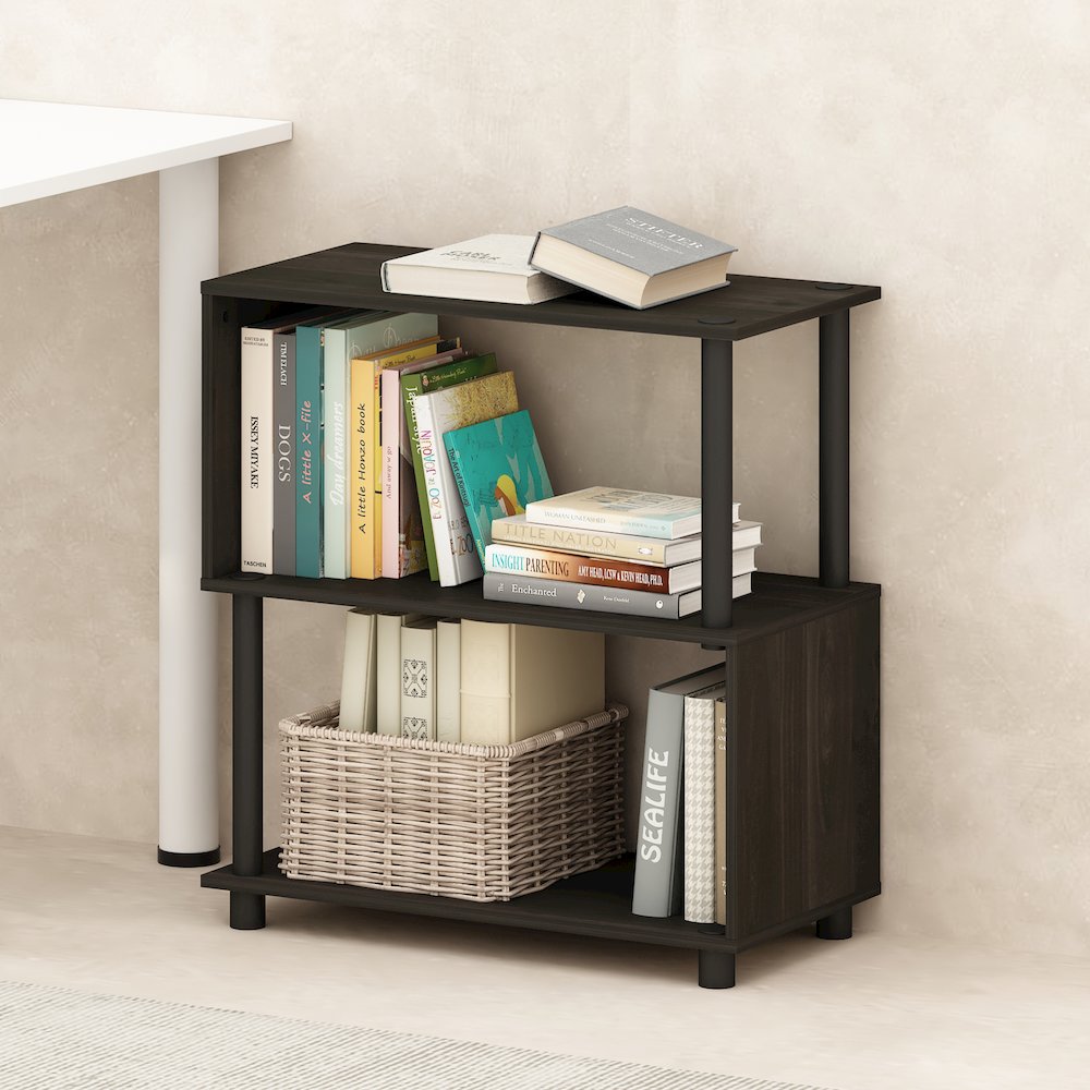 Reed 3-Tier S-Shaped Bookcase, Bookshelf, Espresso. Picture 6