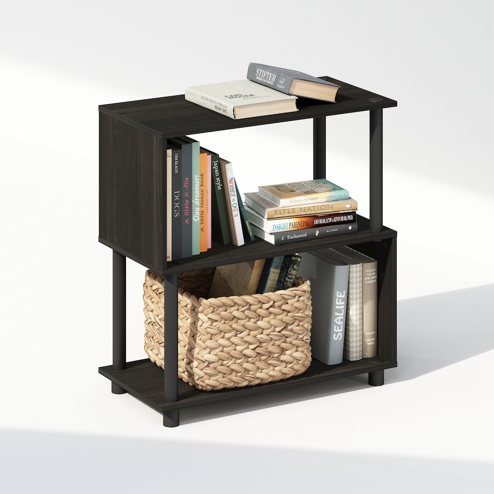 Reed 3-Tier S-Shaped Bookcase, Bookshelf, Espresso. Picture 4