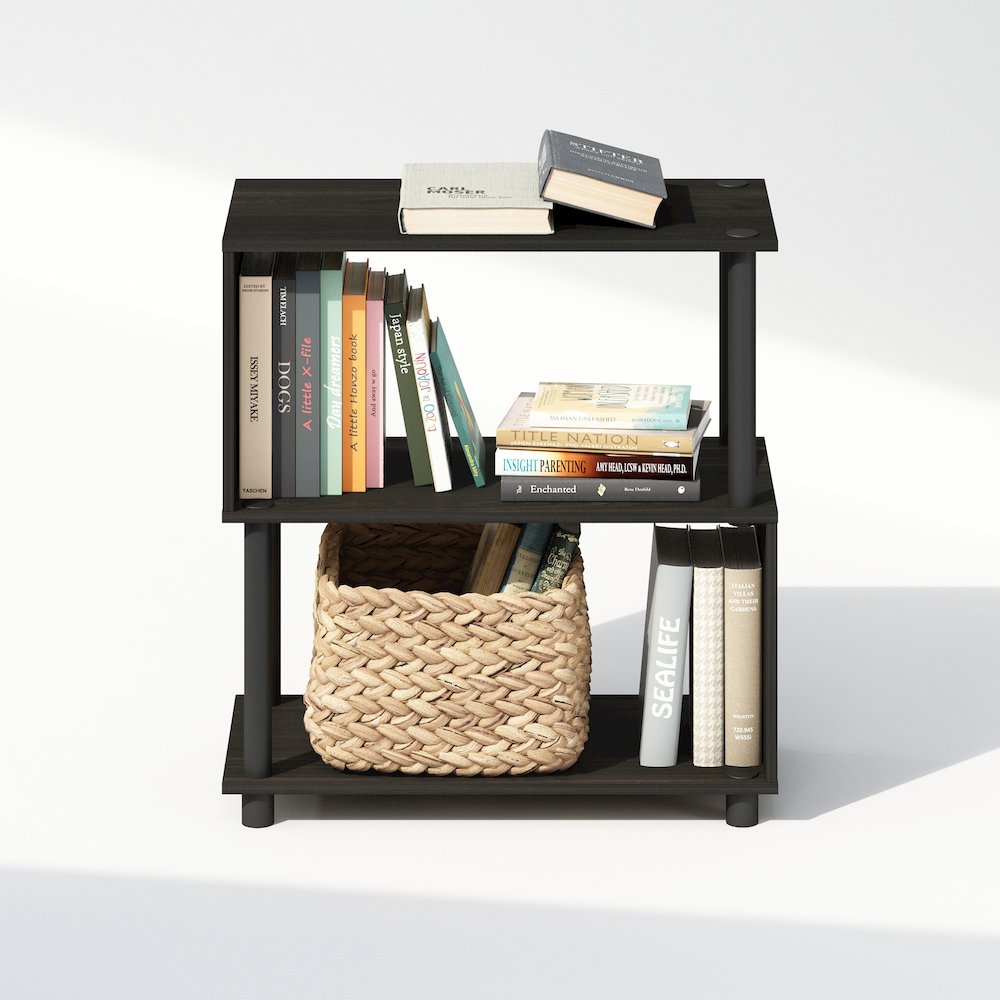 Reed 3-Tier S-Shaped Bookcase, Bookshelf, Espresso. Picture 5